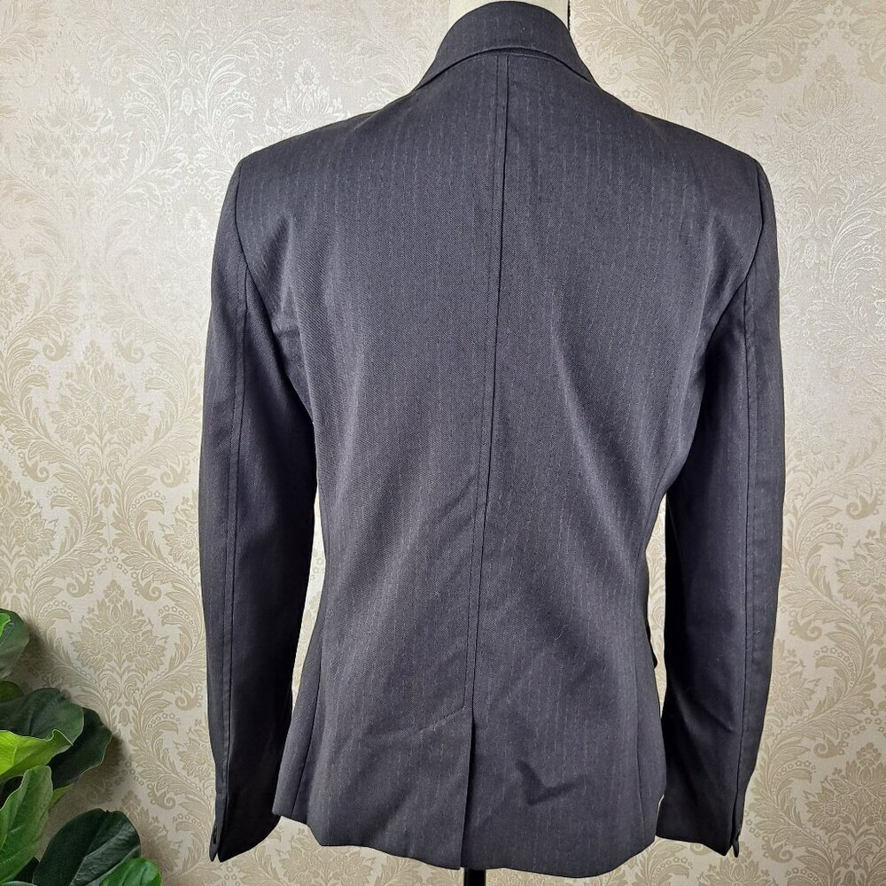 QMack Size 10 Charcoal Pinstripe 2 Button Blazer Long Sleeve Notched Lapels NWT - Picture 5 of 16